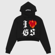 Godspeed I Love GS Cropped Hoodie Black