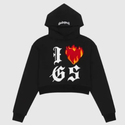 Godspeed I Love GS Cropped Hoodie Black