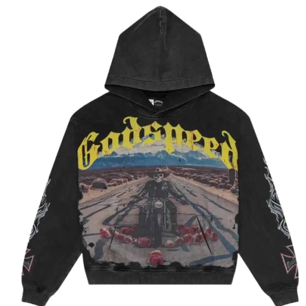 Godspeed Long Lonely Road Pullover Hoodie Black Godspeed Long Lonely Road Pullover Hoodie Black