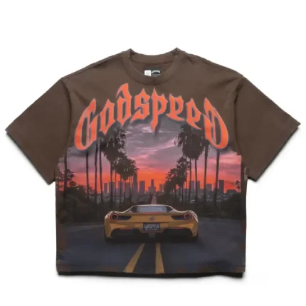 Godspeed OG Logo Sunset BLVD Tee Brown